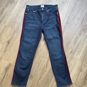 J. Crew Vintage Straight Dark Wash Jeans with Velvet Stripe - Size 27